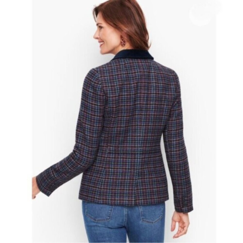 NWT Talbots Mistletoe Plaid Shetland Wool Single Breasted Blazer - Picture 3 of 17